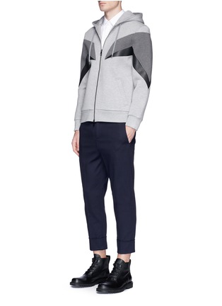 Figure View - Click To Enlarge - NEIL BARRETT - 'Modernist 7' panel neoprene zip hoodie