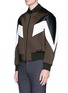 Front View - Click To Enlarge - NEIL BARRETT - 'Modernist 7' leather panel crepe bomber jacket
