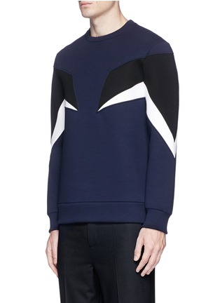 Front View - Click To Enlarge - NEIL BARRETT - 'Modernist 7' panel neoprene zip sweatshirt
