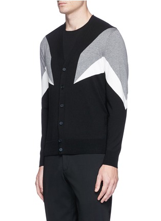 Front View - Click To Enlarge - NEIL BARRETT - 'Modernist 7' intarsia cotton cardigan