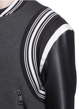 Detail View - Click To Enlarge - NEIL BARRETT - Faux leather sleeve neoprene bomber jacket