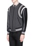 Front View - Click To Enlarge - NEIL BARRETT - Faux leather sleeve neoprene bomber jacket