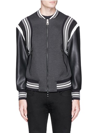Main View - Click To Enlarge - NEIL BARRETT - Faux leather sleeve neoprene bomber jacket