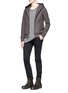 Figure View - Click To Enlarge - ATTACHMENT - Wool-cashmere melton zip hoodie