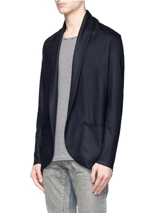 Front View - Click To Enlarge - ATTACHMENT - Shawl lapel woven wool cardigan