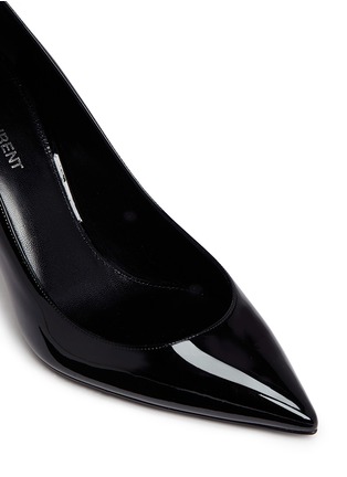 Detail View - Click To Enlarge - SAINT LAURENT - 'Opyum 85' logo heel patent leather pumps