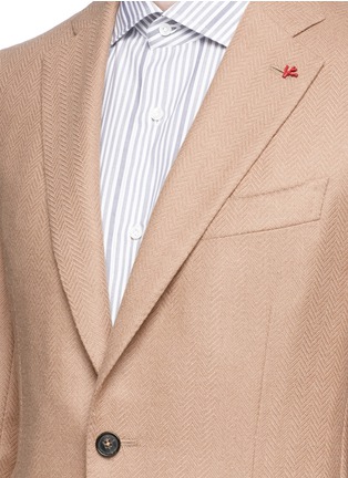 Detail View - Click To Enlarge - ISAIA - 'Gregory' camel hair herringbone blazer