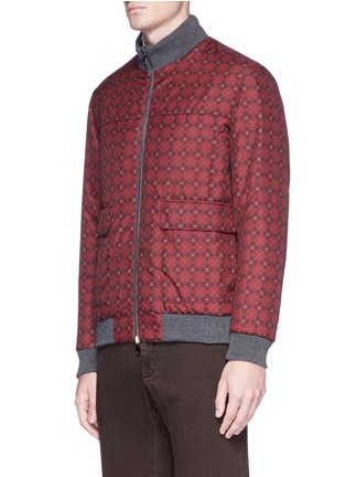 Detail View - Click To Enlarge - ISAIA - Coral argyle check print padded reversible jacket