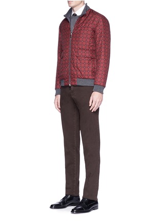 Figure View - Click To Enlarge - ISAIA - Coral argyle check print padded reversible jacket