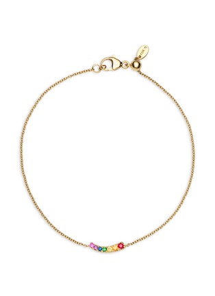 Main View - Click To Enlarge - LOQUET LONDON - Gemstone rainbow charm 14k yellow gold bracelet − Promise