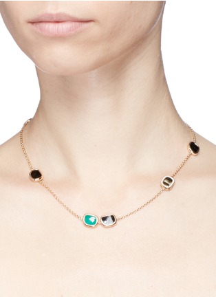 Detail View - Click To Enlarge - ROBERTO COIN - 'Black Jade' diamond amphibole agate 18k rose gold necklace