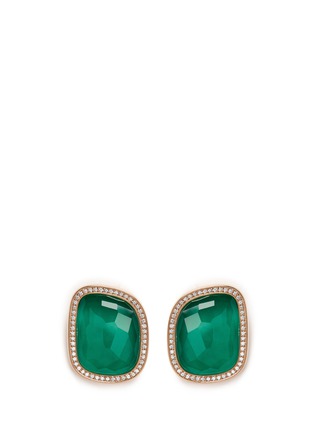 Main View - Click To Enlarge - ROBERTO COIN - 'Black Jade' diamond agate 18k rose gold earrings