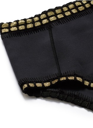 Detail View - Click To Enlarge - KIINI - 'ChaCha' metallic crochet trim high waist bikini bottoms