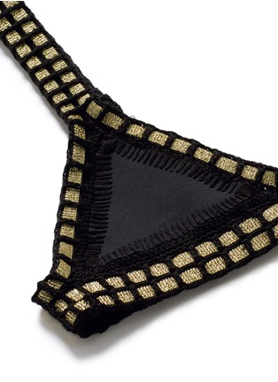Detail View - Click To Enlarge - KIINI - 'ChaCha' metallic crochet trim triangle bikini top