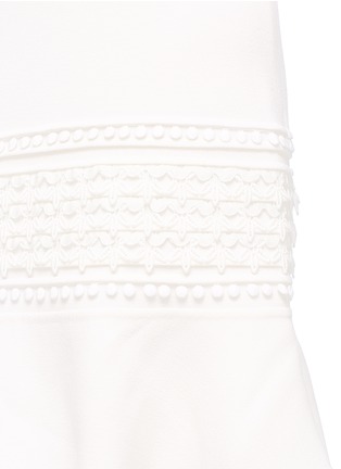 Detail View - Click To Enlarge - OSCAR DE LA RENTA - Macramé and pompom trim flared crepe dress