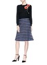 Figure View - Click To Enlarge - OSCAR DE LA RENTA - Ribbon stripe tulle flared skirt
