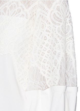 Detail View - Click To Enlarge - OSCAR DE LA RENTA - Lace yoke silk crepe blouse