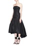Front View - Click To Enlarge - OSCAR DE LA RENTA - Silk faille strapless peplum dress