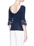 Back View - Click To Enlarge - OSCAR DE LA RENTA - Flared lace cuff Merino wool top