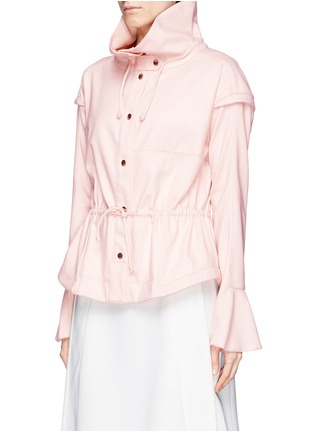 Front View - Click To Enlarge - CHLOÉ - Cap shoulder flare cuff drawstring jersey parka