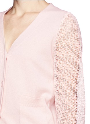 Detail View - Click To Enlarge - CHLOÉ - Embroidered lace sleeve cashmere cardigan