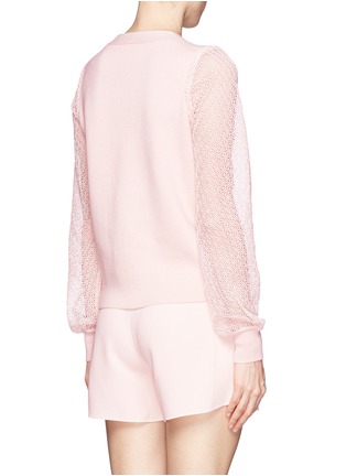 Back View - Click To Enlarge - CHLOÉ - Embroidered lace sleeve cashmere cardigan