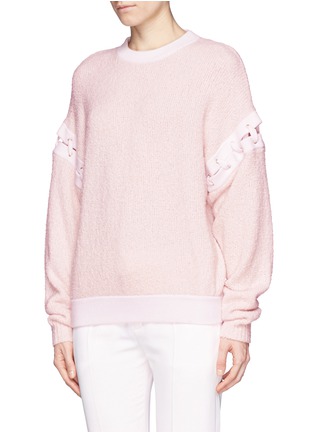Front View - Click To Enlarge - CHLOÉ - Cashmere-wool eyelet lace up bouclette sweater