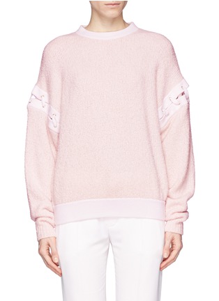 Main View - Click To Enlarge - CHLOÉ - Cashmere-wool eyelet lace up bouclette sweater