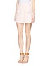 Front View - Click To Enlarge - CHLOÉ - Ruffle silk crepe shorts