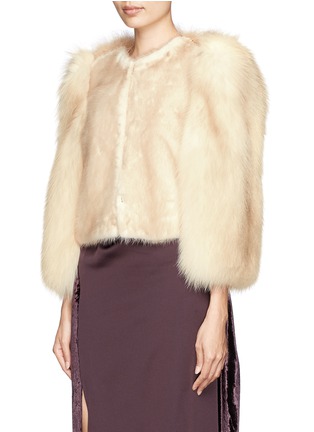 Front View - Click To Enlarge - GIVENCHY - Mink fox fur and turkey feather cropped jacket