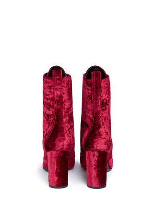 Back View - Click To Enlarge - SAINT LAURENT - 'Loulou 95' lace up velvet mid calf boots