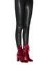Figure View - Click To Enlarge - SAINT LAURENT - 'Loulou 95' lace up velvet mid calf boots