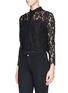 Front View - Click To Enlarge - WHISTLES - 'Chay' floral lace cropped shirt