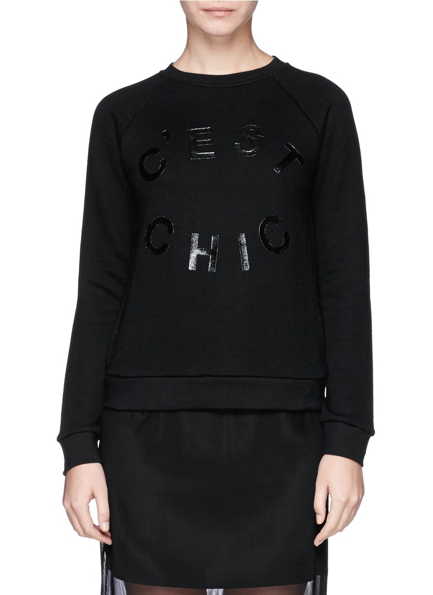 WHISTLES - 'C'est Chic' sweatshirt | Black Pullover Tops | Womenswear ...