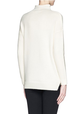 Back View - Click To Enlarge - WHISTLES - Asymmetric zip ribbed wool-cashmere sweater