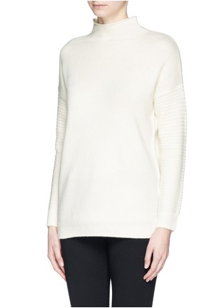 Front View - Click To Enlarge - WHISTLES - Asymmetric zip ribbed wool-cashmere sweater