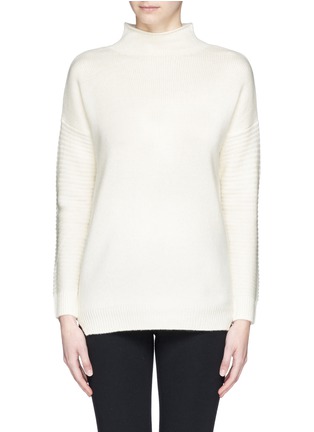 Main View - Click To Enlarge - WHISTLES - Asymmetric zip ribbed wool-cashmere sweater
