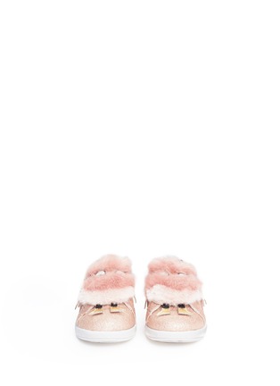 Figure View - Click To Enlarge - SAM EDELMAN - 'Liv Ovee' faux fur patch glitter kids sneakers