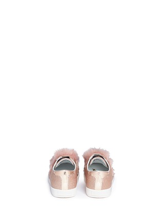 Back View - Click To Enlarge - SAM EDELMAN - 'Liv Ovee' faux fur patch glitter toddler sneakers