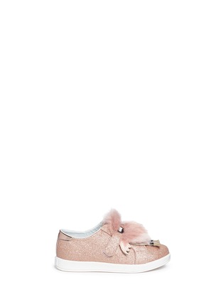 Main View - Click To Enlarge - SAM EDELMAN - 'Liv Ovee' faux fur patch glitter toddler sneakers