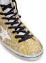 Detail View - Click To Enlarge - GOLDEN GOOSE - 'Francy' stripe coarse glitter high top sneakers