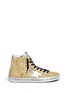 Main View - Click To Enlarge - GOLDEN GOOSE - 'Francy' stripe coarse glitter high top sneakers