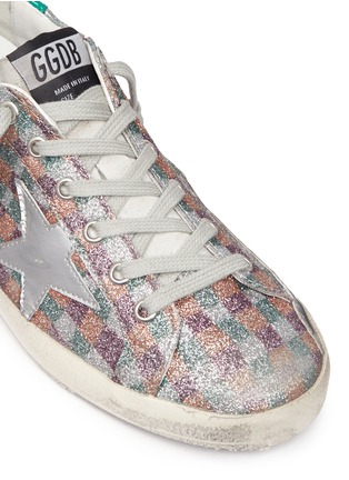 Detail View - Click To Enlarge - GOLDEN GOOSE - 'Superstar' glitter check leather sneakers