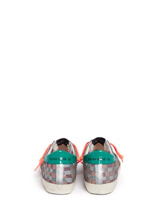 Back View - Click To Enlarge - GOLDEN GOOSE - 'Superstar' glitter check leather sneakers