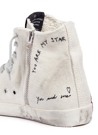 Detail View - Click To Enlarge - GOLDEN GOOSE - 'Francy' glitter print canvas high top sneakers