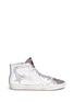 Main View - Click To Enlarge - GOLDEN GOOSE - 'Slide' metallic star patch leather high top sneakers