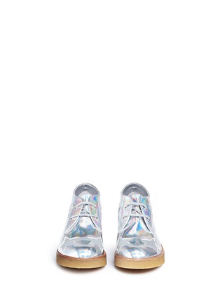 Figure View - Click To Enlarge - STELLA MCCARTNEY - 'Wendy' glitter star appliqué mirror kids wedge boots