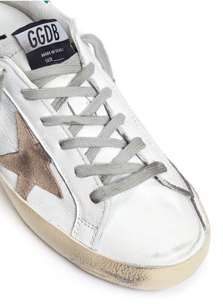 Detail View - Click To Enlarge - GOLDEN GOOSE - 'Superstar" star patch distressed leather sneakers