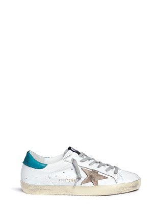 Main View - Click To Enlarge - GOLDEN GOOSE - 'Superstar" star patch distressed leather sneakers