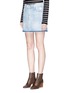 Front View - Click To Enlarge - FRAME - 'Le Mini' frayed denim skirt